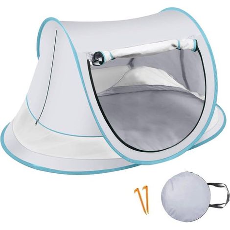 Tente de plage pour bébé 110 x 70 x 50 cm, tente pop-up portable avec protection UV UPF50+, coupe-vent et pliable, abri ombragé pour jardin, camping et plage, gris (1/5)