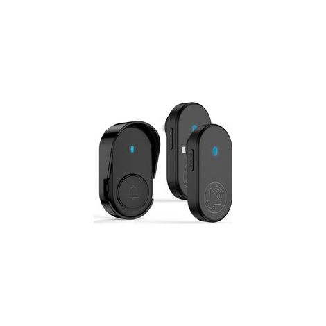 Sonnette sans fil extérieure imperméable, kit sonnette IP66 étanche ,2 récepteurs, 1 émetteur (noir) (1/5)