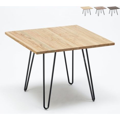 Tisch aus Stahl und Holz im Industrie Stil 80x80 für Bar und Haus Hammer - Beige