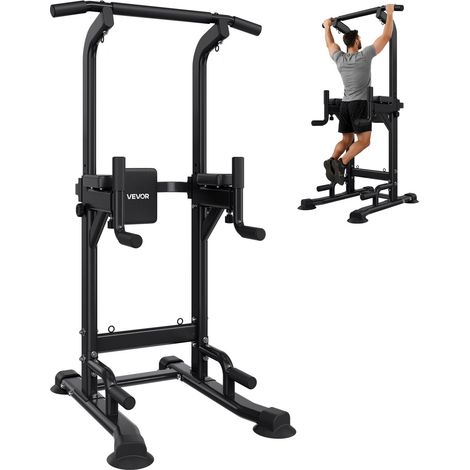 Barre de Traction Autoportante Capacité 150 kg, Chaise Romaine Hauteur Réglable sur 12 Niveaux et Dossier sur 4 Niveaux, Tour de Musculation Dips Pompes Relevés de Jambes, Entraînement Domicile (1/5)