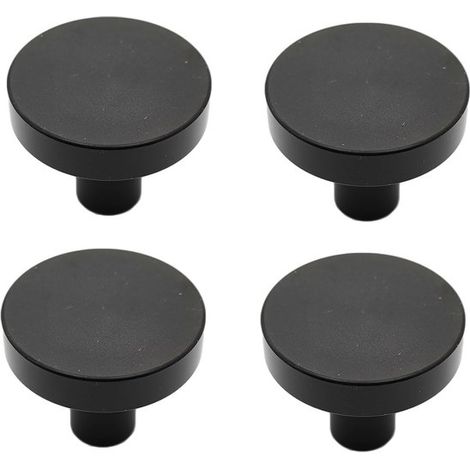Poignées de meubles - Boutons de porte design scandinave - Poignées de porte modernes en aluminium pour placards de cuisine, armoires et tiroirs - Fixation par un seul trou - Lot de 8 - Noir (1/2)