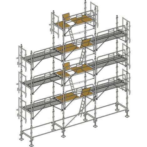 Altrad – Échafaudage façadier 88 m² – Hauteur de travail 10 m – Largeur 0,80 m – Charge maximale 300 kg/m² – Montage rapide et sécurisé