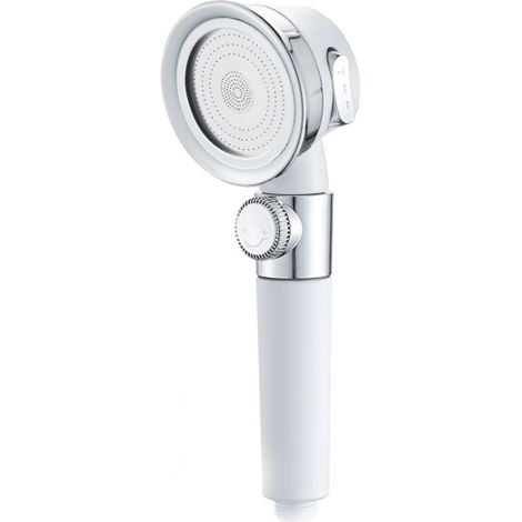 Pommeau de douche à main à grande pression, pommeau de douche à trois niveaux d'arrêt d'eau (blanc sans tête vibrante (sans filtre en coton)) (1/5)