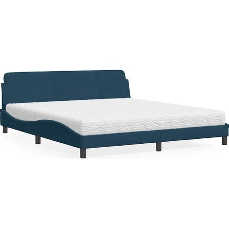Maison Exclusive - Letto con Materasso Dover Blu 180x200 cm in Velluto (1/5)