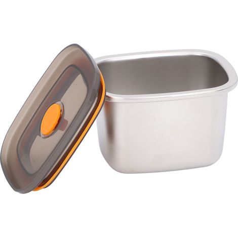 Boîtes de conservation alimentaire avec couvercles hermétiques, acier inoxydable 304 et PP, empilables, métal, pour repas et restes, 450ML, 11,7x9,5x7,7cm (1/5)