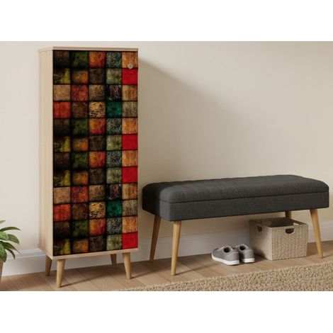 Dmora - Mobile da ingresso Baham, Entratina appendiabiti, Composizione per atrio, Consolle portaoggetti multifunzione, 50x38h135 cm, Quercia e Antracite, con imballo rinforzato, con imballo rinforzato (1/5)