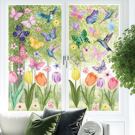 JSSEVN-8 Bögen Frühlings-Fensteraufkleber, elektrostatische Fensteraufkleber, DIY-Folien-Geschenkdekoration für Laden, Zuhause, Boutique, Party, Schule (1/3)