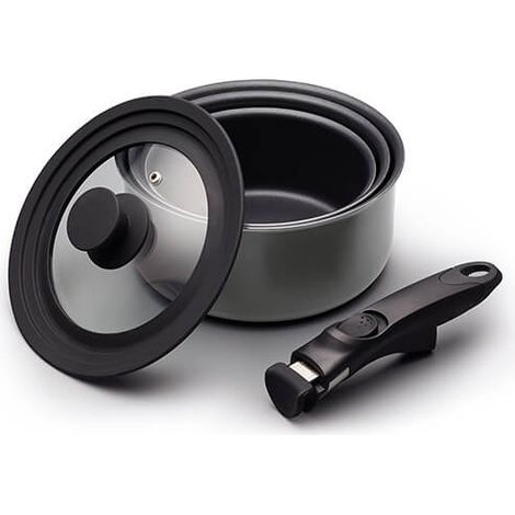 Master Class Smart Space 3 Piece Non-Stick Induction Saucepan Set (1/4)