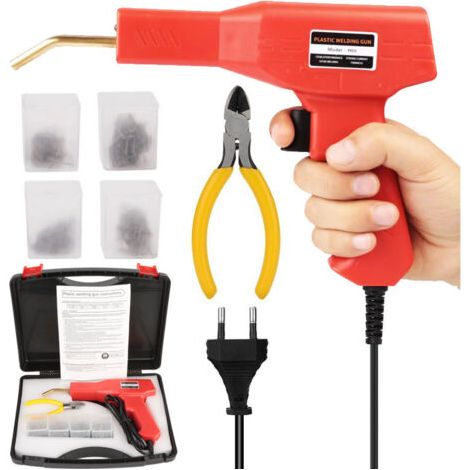 BUNTHAUS 50W Soudure Plastique Machine, Soudeuse Plastique, Kit Reparation Plastique, Outil de soudage de réparation de pare chocs de voiture avec 200 agrafes, pinces, mallette de transport (1/5)