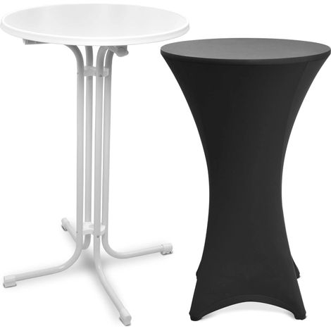 Outdoor Stehtisch Bellini, klappbar, Ø70cm, Schwarz, mit Husse