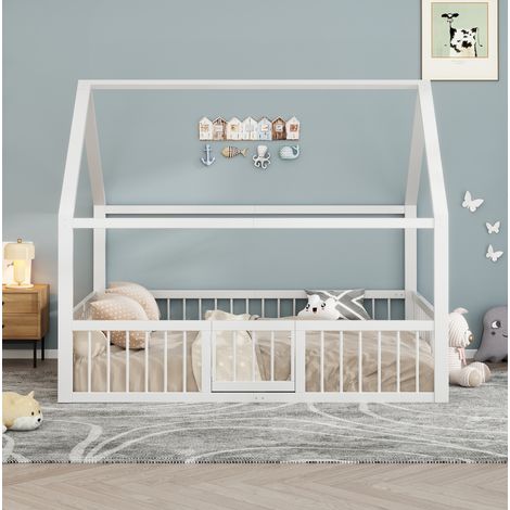 Bett Doppelbett Bettgestell 140x200 Metall Weiß OKMYHOME (1/5)