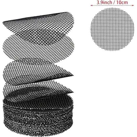 (Carré 10x10cm, 300 pièces) Tapis de drainage rond en maille pour pots, empêchant la perte de terre, idéal pour les bonsaïs, les fleurs et les plantes de jardin. (1/4)