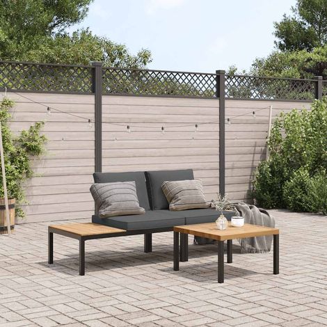 vidaXL 3-tlg. Garten-Sofagarnitur mit Kissen Schwarz Aluminium (1/5)
