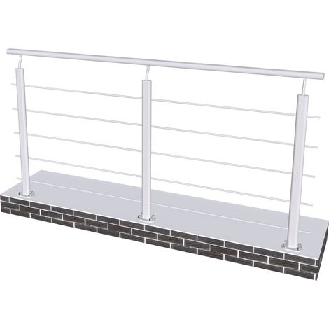 Ringhiera Parapetto in Alluminio Argento Opaco 200x100cm per interni ed esterni a Fissaggio a Pavimento