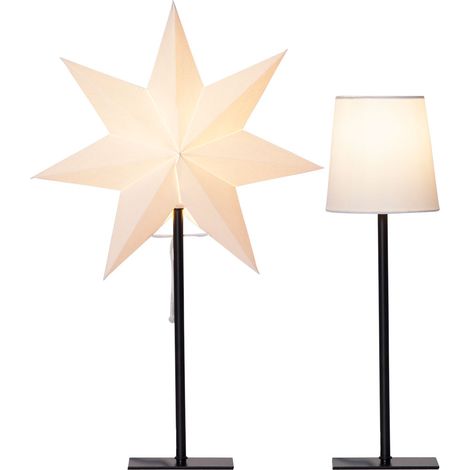 Lampada da tavolo Stella di Natale lampada da comodino lampada laterale bianca lampada da soggiorno, metallo carta tessuto, 1x presa E14, LxH 35 x 55 cm