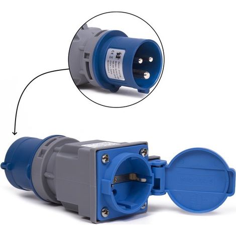 Adaptateur de prise CEE vers prise avec terre (1/2)