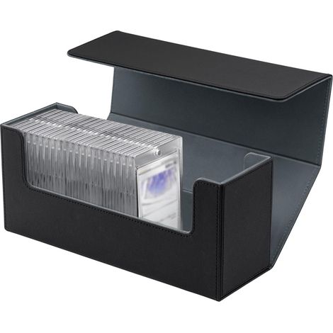 Boîte Rangement 580+ Cartes, 35 Toploaders 35PT - Noir Deck Box magnétique en cuir PU, compatible MTG TCG Commander, idéal organisateur de bureau. (1/5)