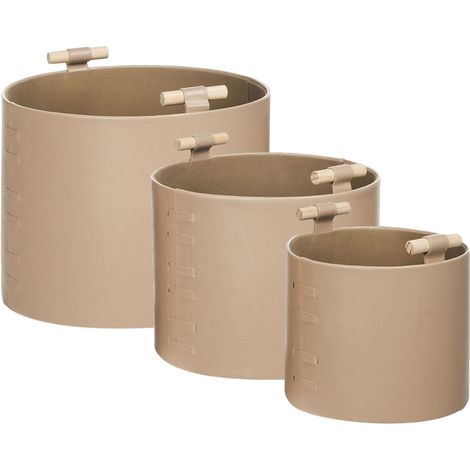 Aufbewahrungskorb 3er Set ARAM Kunstleder Beige