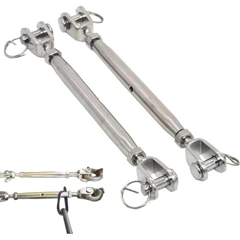 2 Pièces M6 Tendeurs à Vis, 304 Câble Tendeur Inox, Ridoir Tendeur D'auvent Vis de Gréement, Tendeur à corps fermé pour Voilier Auvent Corde à Linge (1/5)