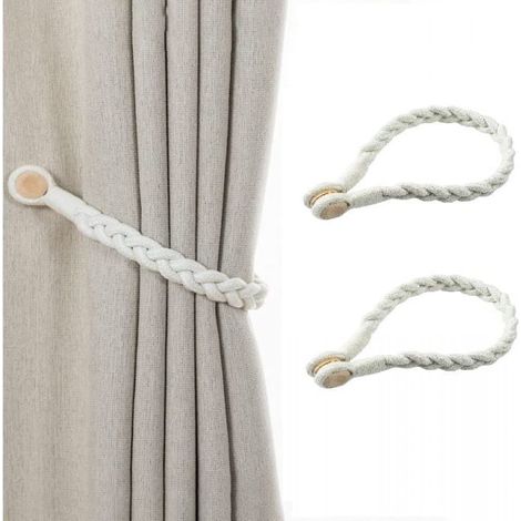 Attache Pour Rideaux - Avec Aimants Puissants - Cordon Tressé En Coton - Longueur 50 cm - Pour Rideaux Épais, Voilages Ou Douche - Par 2 (1/5)