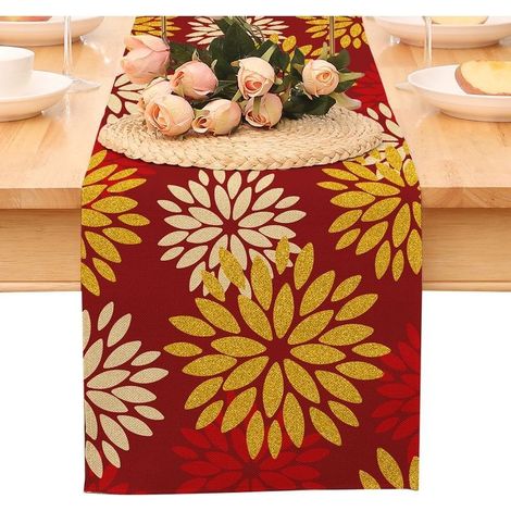 Chemin de table « Bonne année », nappe noire et or à pois et étoiles, décoration pour la maison et la cuisine, ambiance champêtre, linge de table en toile de jute pour les fêtes d'hiver 2026 (1/5)