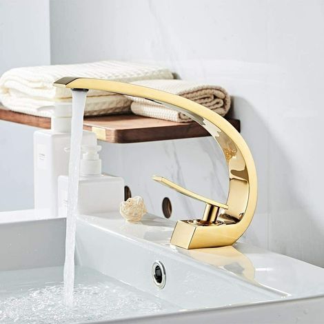 Suguword – Mitigeur de lavabo monotrou en laiton – Finition métal résistante à la corrosion – Économie d'eau jusqu'à 30% – Installation facile sans outils (1/5)