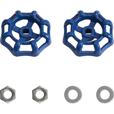 Lot de 2 poignées de robinet d'eau rondes en métal pour l'extérieur - Broche carrée de 6 x 6 mm (bleu) (1/5)