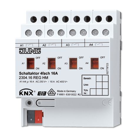 Jung KNX Actuador de conmutación 4 veces, REG, 4 TE 2304.16 REGHM