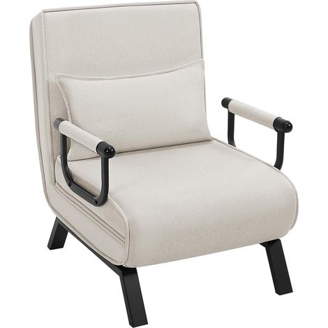 WOLTU Sillón cama individual con respaldo regulable en 5 posiciones, beige