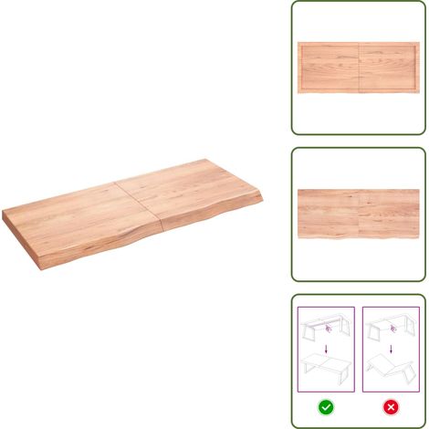 Wandregal Hellbraun 120x50x(2-6) cm Massivholz Eiche Behandelt - Wandregal - Eichendielen - Holzmöbel - Landhausmöbel - Deko Regal (1/5)