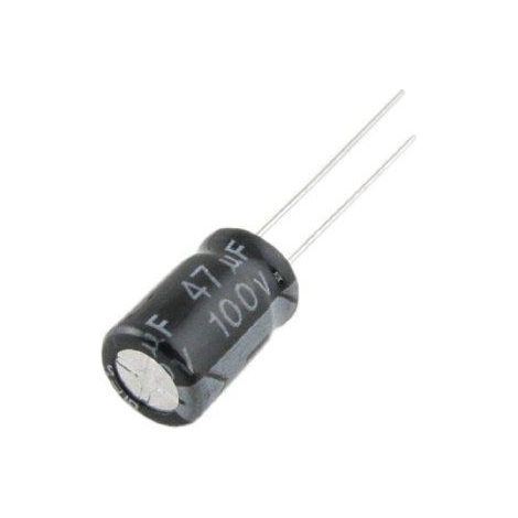 Condensateur électrolytique basse impédance 47uf 100v 105 Degrésc Dimensions 10x12,5mm 47mf100v105