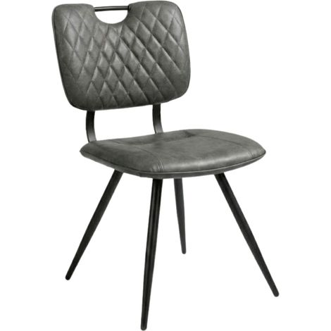 Chaise KAREL Gris anthracite en simili cuir style bistrot pour intérieur