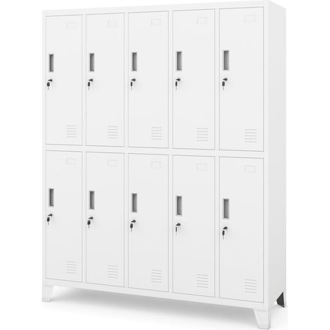 Vestiaire métallique BHP à 10 portes BARTEK 1360 x 1720 x 450 mm, blanc