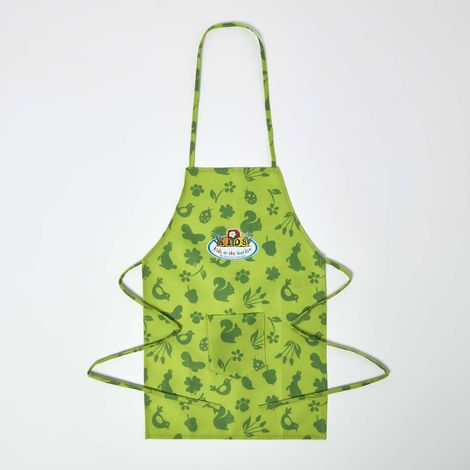 HOMESCAPES Children's Gardening Apron with Green Floral Design (1/5)