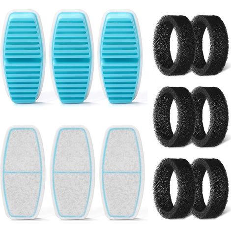 Katzenbrunnenfilter: 12 Katzenbrunnenfilter – 6 Filter + 6 Schwämme – Filtert Haare – Dreifache Filtration – Geeignet für FOFNON Katzenbrunnen (1/5)