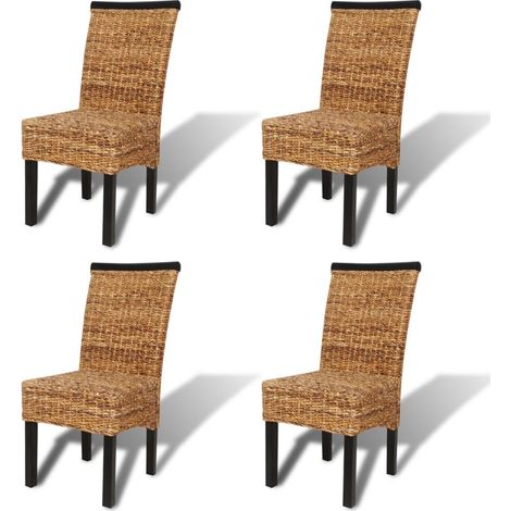 Set di 4 sedie da pranzo da cucina dal design moderno in legno massello di mango e abaca CDS021337
