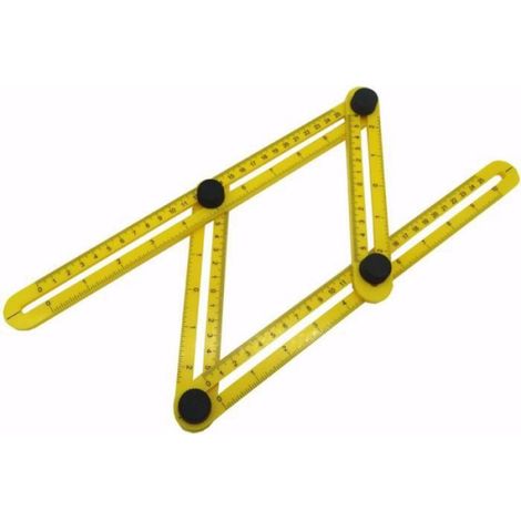 Règle D'angle - Multifonctionnelle En Plastique - Pour Carrelage Bois Briques - 25 Cm - Jaune (1/4)