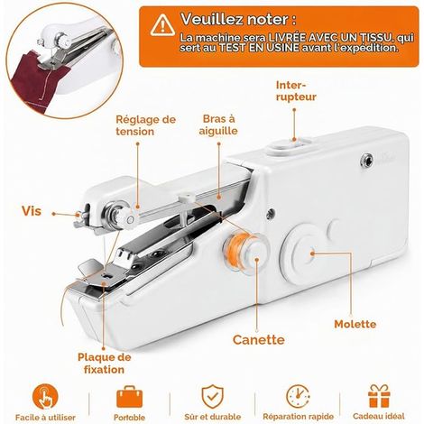 Hand Sewing Machine, Mini Portable Cordless Sewing Machine, Electric Sewing Machine with Quick Stitches for Clothing, Fabrics, Curtains and DIY Projects (1/3)