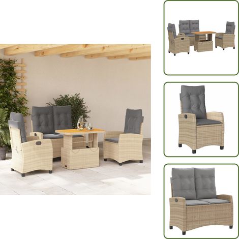 Cuscini da seduta - vidaXL Set da Pranzo da Giardino 4 pz con Cuscini Beige in Polyrattan - Rattan PE