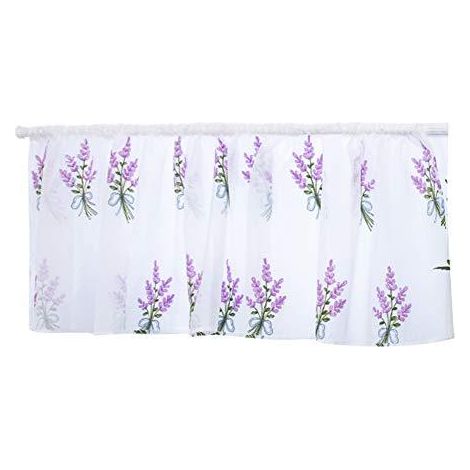 Rideaux courts - Broderie - Cantonnières en polyester - Lot de 2 - Cuisine, salle de bain, chambre - Violet (1/5)