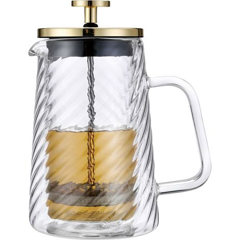 Infusor de café y té de cristal de 1000 ml, prensa francesa dorada, KLAUSBERG KB-7767 (1/5)
