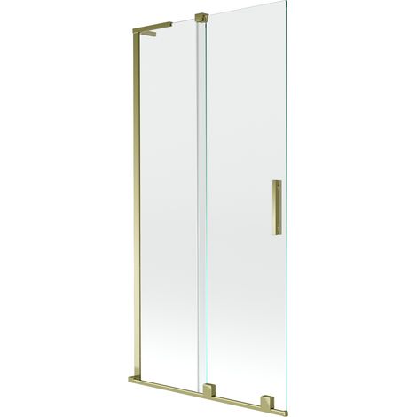 Mexen Velar L Badewannenpaneel, 2-teilig, verschiebbar, 90 x 150 cm, transparent, golden - 896-090-003-01-50 (1/5)