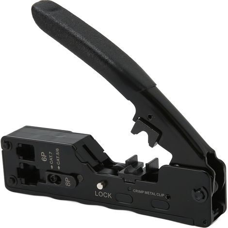 Pince à sertir RJ45 avec mode de sertissage réglable, verrouillage de sécurité et surface antidérapante pour câbles Ethernet Cat5e, Cat6a et Cat7a (1/4)