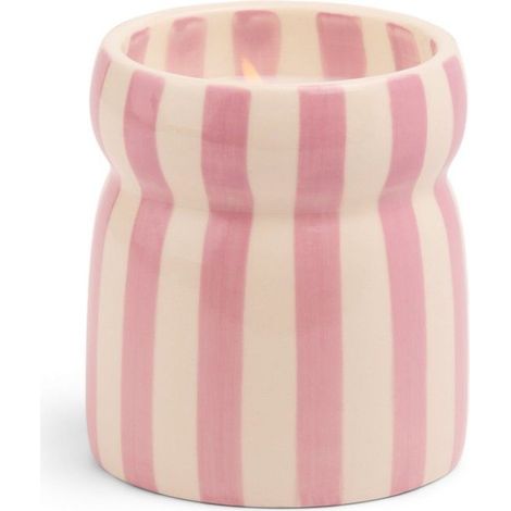 Candela in Ceramica a Strisce Lavanda Cabana 184g Rosa e Crema Paddywax