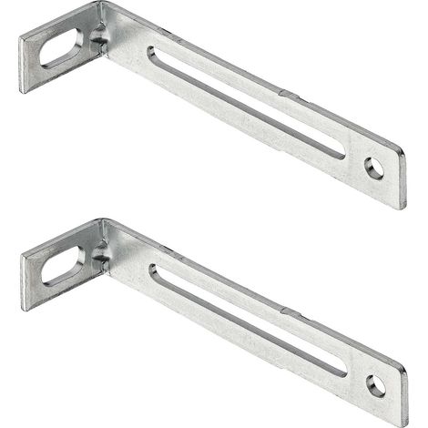 Cyclingcolors – Équerre de fixation étagère acier chromé à visser 100x28 mm – Trou oblong 8 mm – Pour assemblage bois meuble lit table armoire