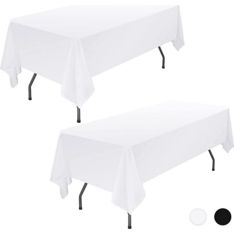 2er-Set Tischdecke Rechteckig 153x320cm Weiß Polyester Waschbar & Knitterfrei