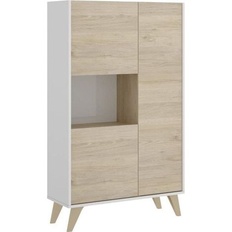 Credenza alta con 3 ante e 1 nicchia Quercia e Bianco - KOLYMA (1/5)