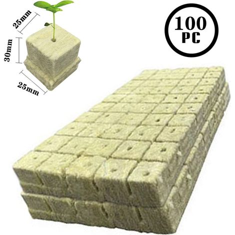 Cube De Laine De Roche - 100 Unités - Dimensions 25x25x25 MM / 25x25x30 MM / 25x25x40 MM - Pour Culture Hydroponique Et Germination De Graines (1/5)