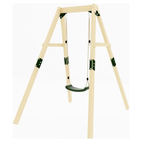 GALACTICA Garden Outdoor Wooden Single Swing Set, Playground for Kids with 1 Plastic Seat