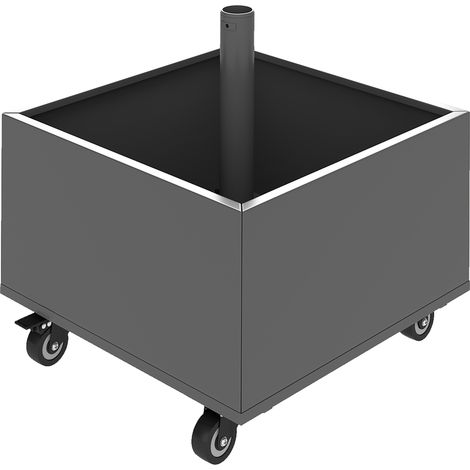 Pied de parasol 2 en 1 support parasol avec roues universelles trous de drainage bac à fleurs 50 x 50 x 46 cm gris foncé